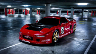 Red sports car parking garage 9 - pillar free wallpaper