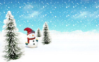 Snowman red hat scarf snow - the snow next free wallpaper