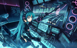 Girl long hair computer keyboard - headphone free wallpaper for desktop