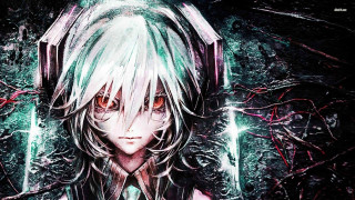 Anime longhair redeyes greenlights holography - line free wallpaper