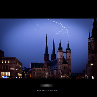 Lightning city night castle gothic - volumetric free wallpaper for tablet