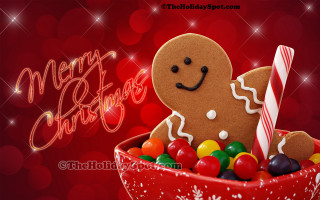 Christmas gingerbread candy cane food - a christmas card free wallpaper