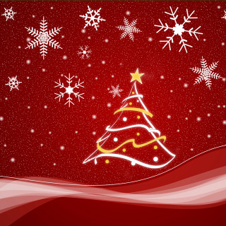 Christmas tree snowflakes red background 3 - free holidays wallpaper for tablet