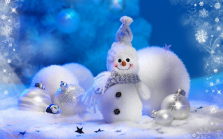 Snowman hat scarf ornaments blue - a hat and a scarf free wallpaper