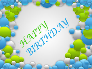 Birthday card blue green bubbles - a birthday card free wallpaper