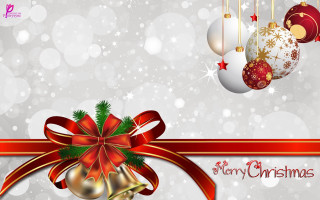 Christmas card red ribbon ornaments - a christmas card free wallpaper