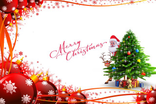 Santa claus christmas tree presents 2 - a christmas card free wallpaper