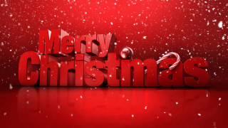 Red merry christmas card snow - computer art free wallpaper