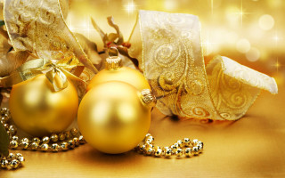Christmas ornaments table gold ribbon - ornamental free wallpaper