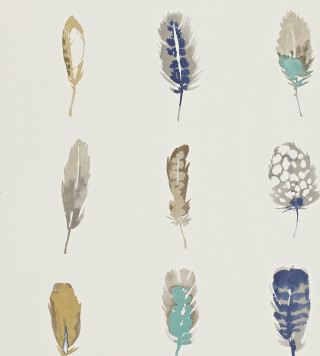 Feathers white wallpaper blue gold - painting free wallpaper for tablet