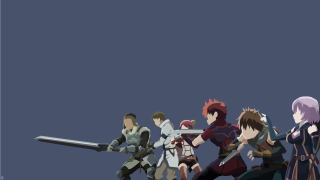 Group people swords holding standing - a minimalist painting free wallpaper for desktop