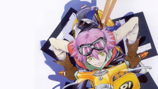 Woman pink hair goggles motorcycle - yukito kishiro free wallpaper for desktop