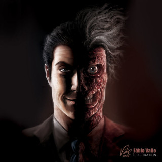 Creepy man tie head expression - free cyberpunk wallpaper for tablet