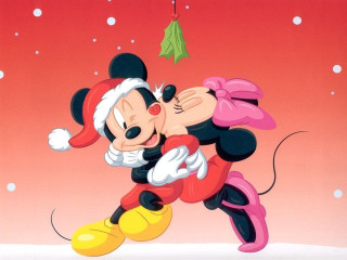 Mickey minnie kissing snow christmas - a pop art painting free wallpaper for desktop