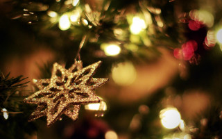 Christmas tree star ornament macro - shallow free wallpaper for desktop