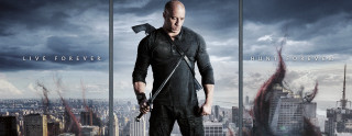 City skyline man knife poster - a knife in front free wallpaper