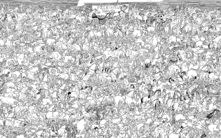 Crowd boat water sky black - illustration free wallpaper