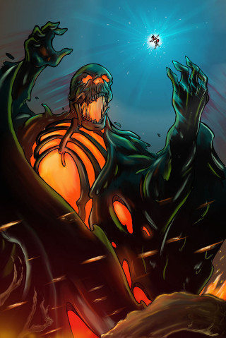 Skeleton holding star spaceship blue - a blue light free wallpaper for mobile