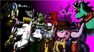 Cartoon characters group purple background 6 - david teniers iii free wallpaper