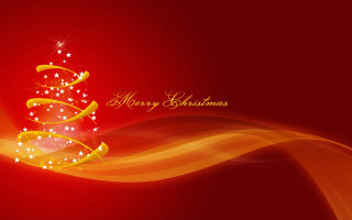 Christmas tree stars red background 2 - a gold ribbon free wallpaper