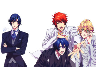 Anime characters red hair blue - three anime character free wallpaper for desktop
