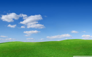 Green field blue sky clouds 87 - a few white cloud free wallpaper