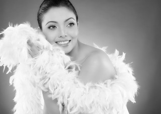 Woman feathered jacket black white - jacket free wallpaper