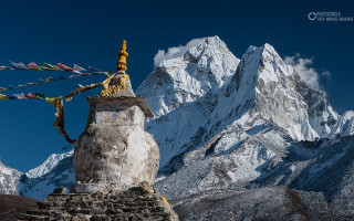 Mountain rock structure flags sky - flag free wallpaper