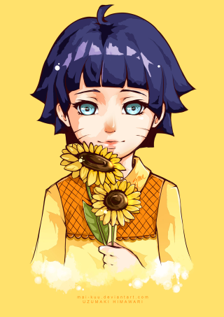 Cartoon girl sad blue eyes - a sunflower free wallpaper