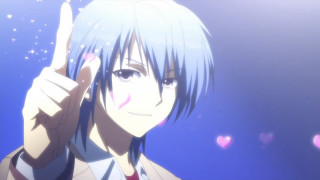 Man blue hair pointing heart - him free wallpaper for desktop