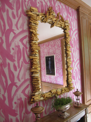 Mirror table pink wallpaper painting - free architecture wallpaper for mobile