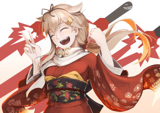 Woman kimono baseball bat flag - a woman in a kimono holding free wallpaper for desktop