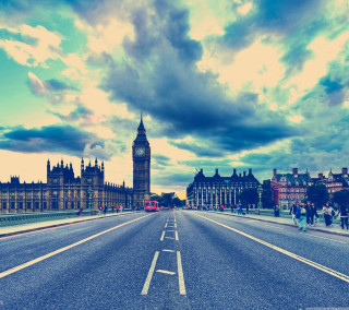 Clock tower street sidewalk dusk - a street free wallpaper for tablet