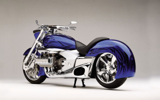 Blue white motorcycle gray background - airbrush free wallpaper