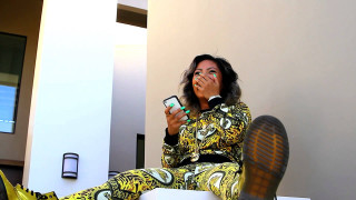 Woman bench cellphone coffee yellow - cicely free wallpaper