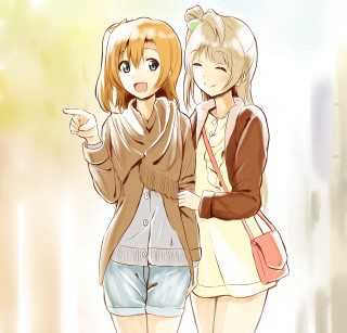 Girls pointing together image description - hint of yayoi kasuma free wallpaper for tablet