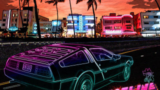 Car parked city night palm - a city free wallpaper