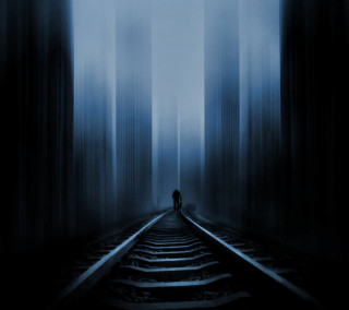 Train track forest foggy sky - foggy free wallpaper for tablet