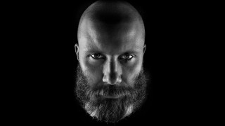 Bald man beard serious dark - his face and chest free wallpaper