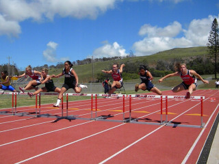 Group people track jumping hurdle - betye saar free wallpaper