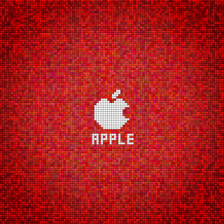 Red background apple logo side - pixel art free wallpaper for tablet