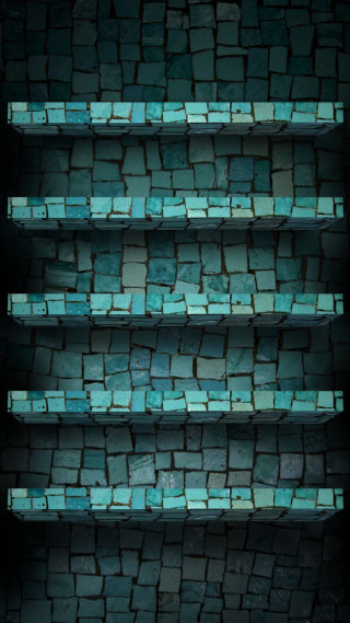 Shelf bricks blue light black - mingei free wallpaper for mobile