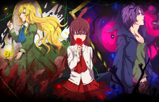 Anime girls group dark background 3 - madhouse free wallpaper for desktop