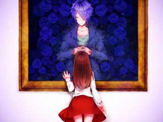 Woman red skirt looking painting - a red skirt free wallpaper