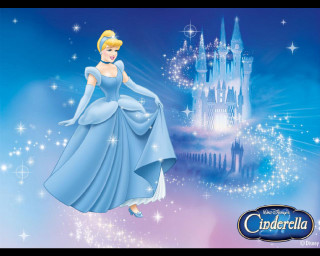 Princess blue dress castle stars - a castle in the background free wallpaper