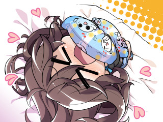 Cartoon character hat clock hearts - sakimi chan free wallpaper for desktop