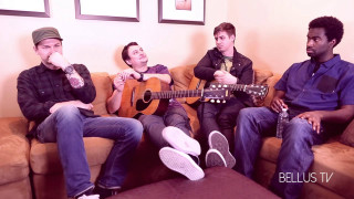 Three men couch playing guitars - david boyd free wallpaper for desktop