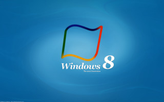 Blue background rainbow logo windows - 8 k hd free wallpaper