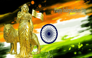 Golden statue woman flag lion - flag free wallpaper
