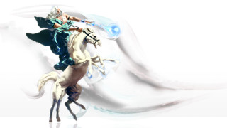 Man riding white horse white - a blue light free wallpaper